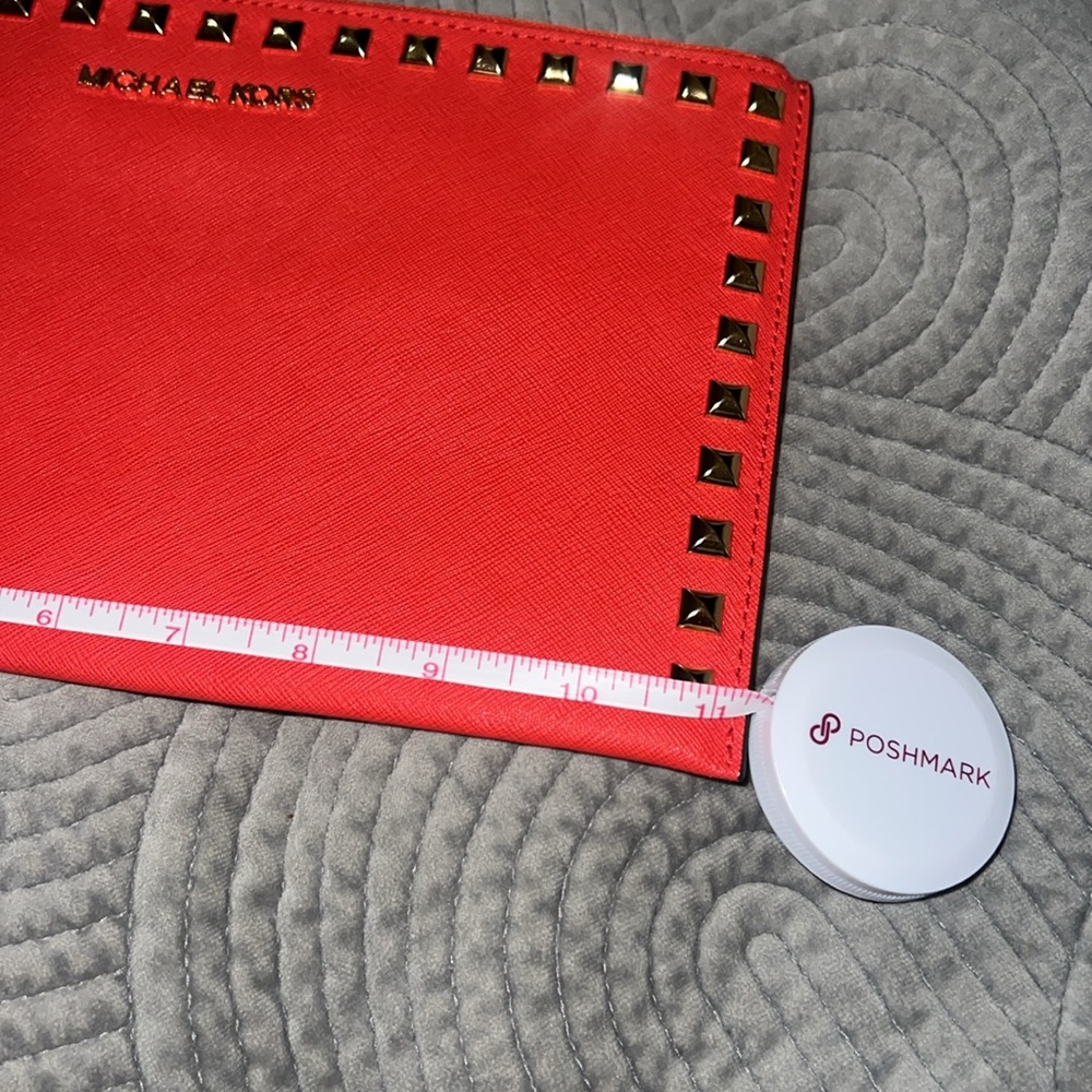 NWOT Michael Kors Red Studded Wristlet Clutch - Picture 13 of 14